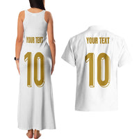 Custom France Foorball Couples Matching Tank Maxi Dress and Hawaiian Shirt Les Bleus Tricolor Brush Style - Wonder Print Shop