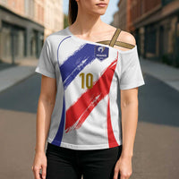 Custom France Foorball Cross Shoulder Shirt Les Bleus Tricolor Brush Style - Wonder Print Shop