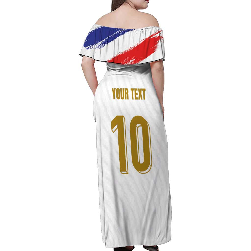 Custom France Foorball Family Matching Off Shoulder Maxi Dress and Hawaiian Shirt Les Bleus Tricolor Brush Style - Wonder Print Shop