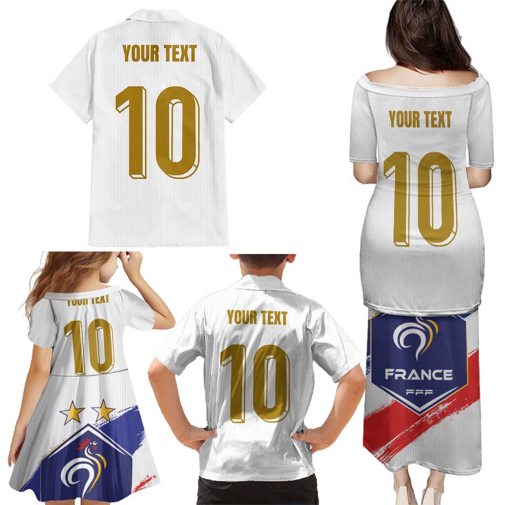 Custom France Foorball Family Matching Puletasi and Hawaiian Shirt Les Bleus Tricolor Brush Style - Wonder Print Shop