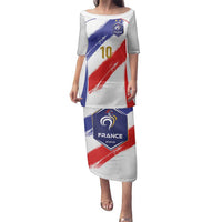 Custom France Foorball Family Matching Puletasi and Hawaiian Shirt Les Bleus Tricolor Brush Style - Wonder Print Shop