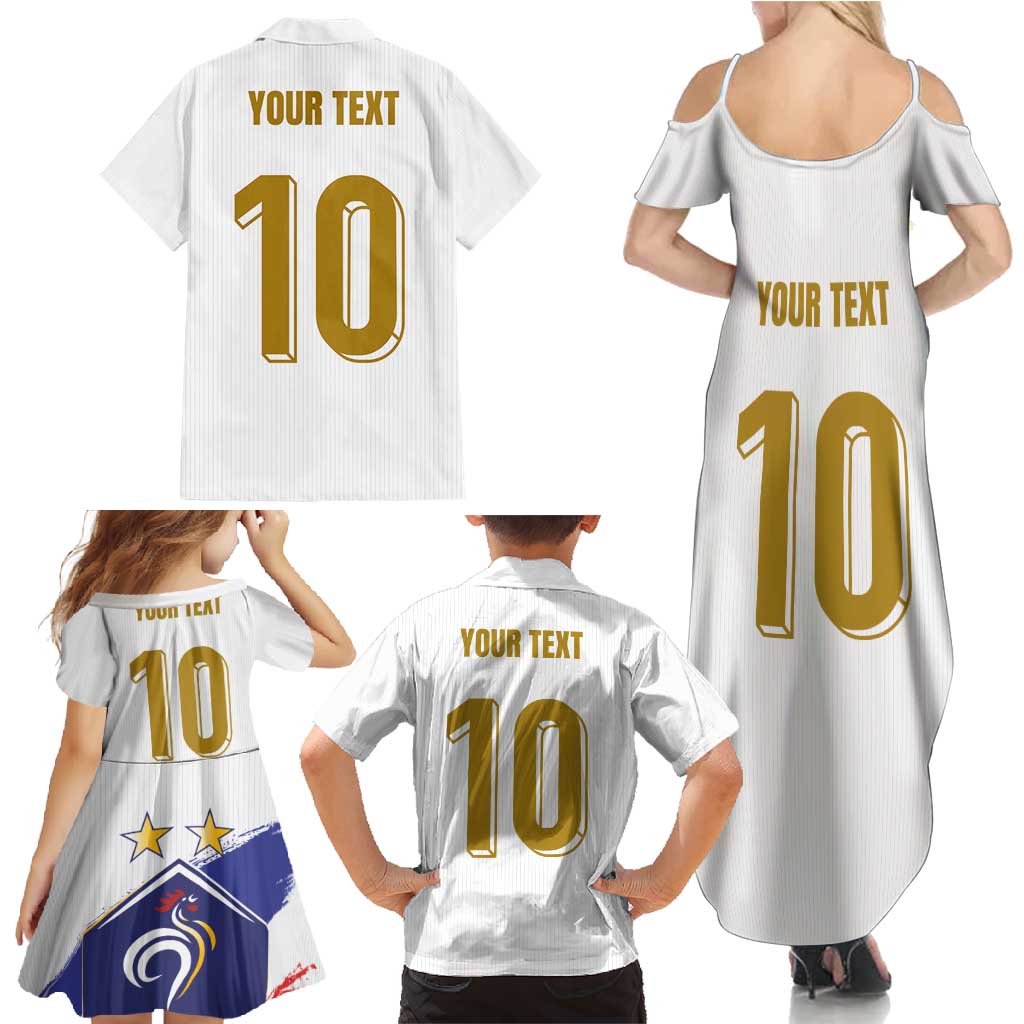 Custom France Foorball Family Matching Summer Maxi Dress and Hawaiian Shirt Les Bleus Tricolor Brush Style - Wonder Print Shop