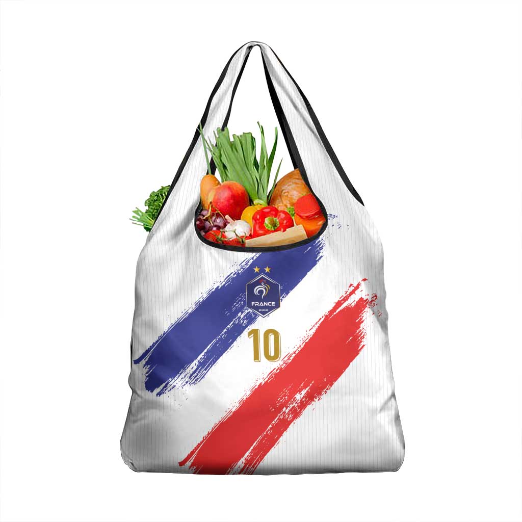 Custom France Foorball Grocery Bag Les Bleus Tricolor Brush Style - Wonder Print Shop