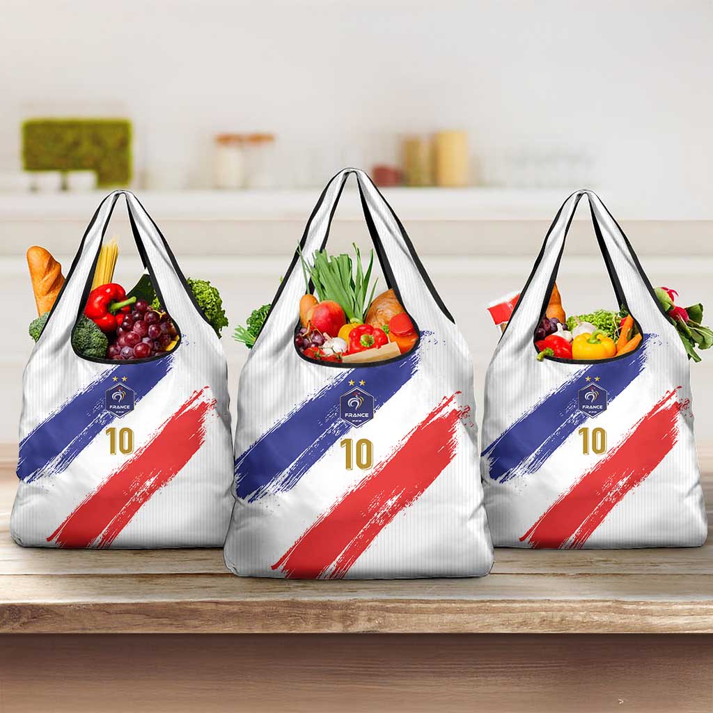 Custom France Foorball Grocery Bag Les Bleus Tricolor Brush Style - Wonder Print Shop