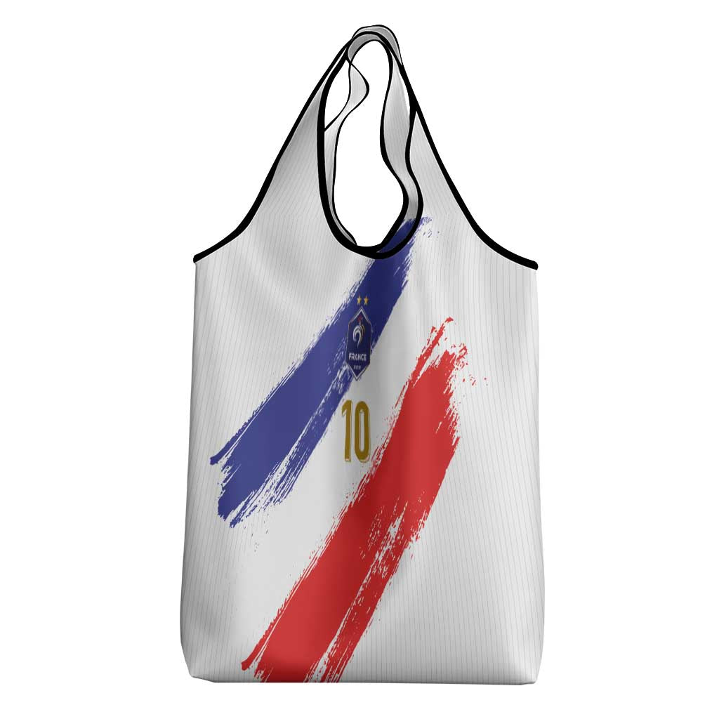 Custom France Foorball Grocery Bag Les Bleus Tricolor Brush Style - Wonder Print Shop