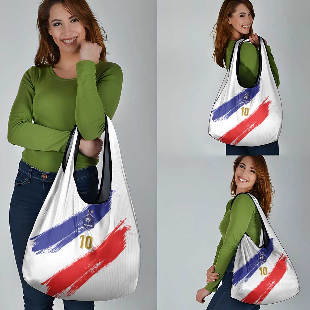 Custom France Foorball Grocery Bag Les Bleus Tricolor Brush Style - Wonder Print Shop