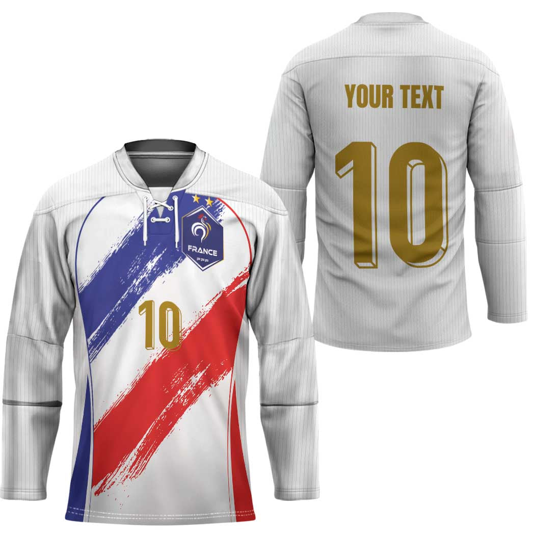 Custom France Foorball Hockey Jersey Les Bleus Tricolor Brush Style - Wonder Print Shop