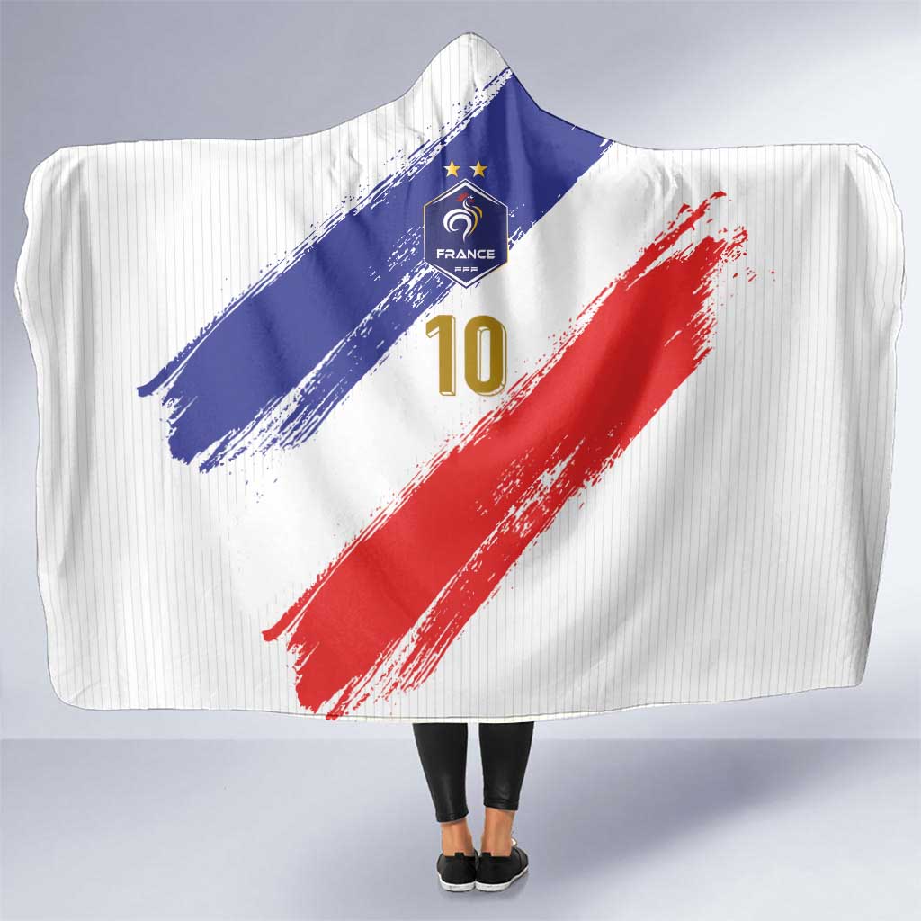 Custom France Foorball Hooded Blanket Les Bleus Tricolor Brush Style - Wonder Print Shop
