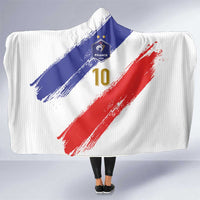 Custom France Foorball Hooded Blanket Les Bleus Tricolor Brush Style - Wonder Print Shop
