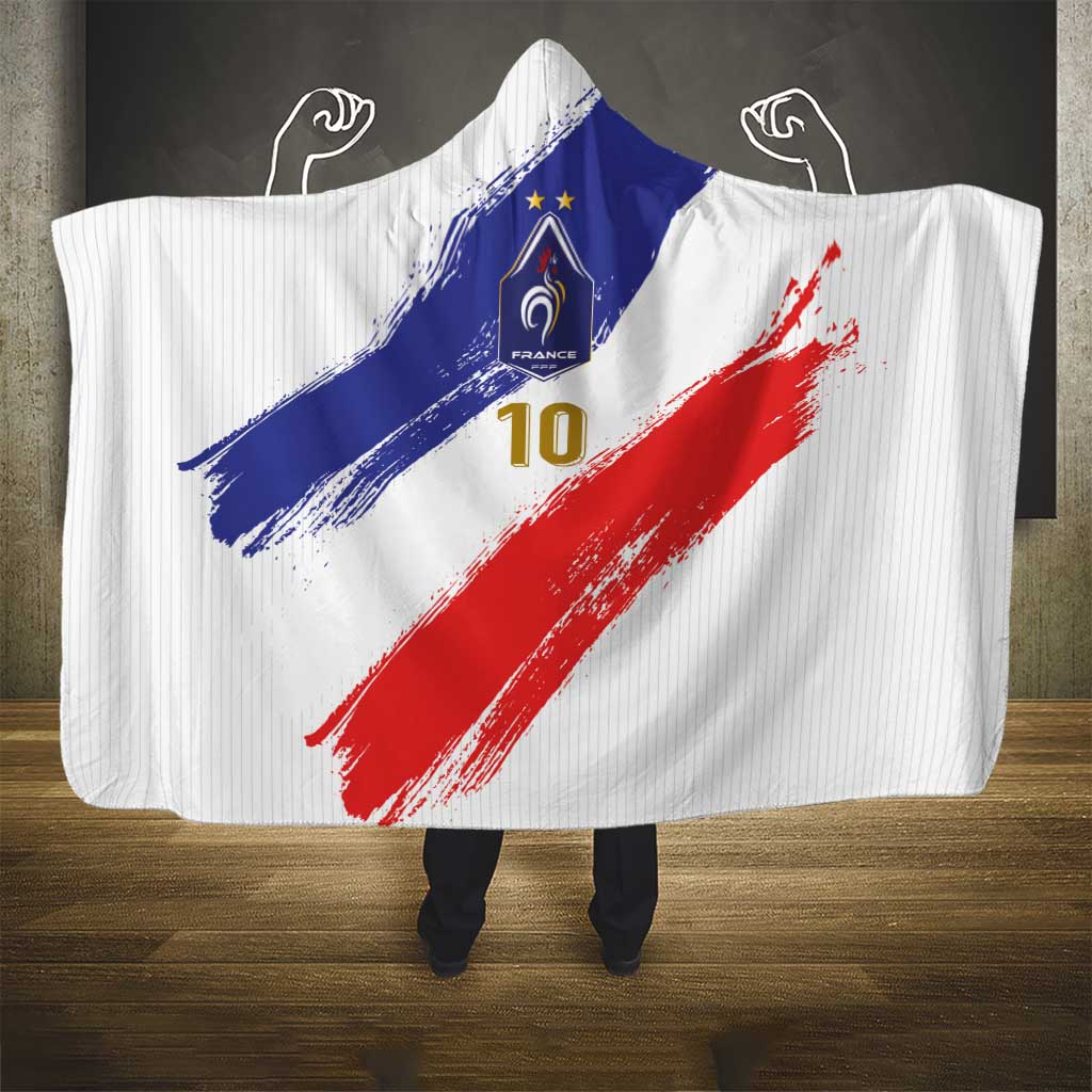 Custom France Foorball Hooded Blanket Les Bleus Tricolor Brush Style - Wonder Print Shop