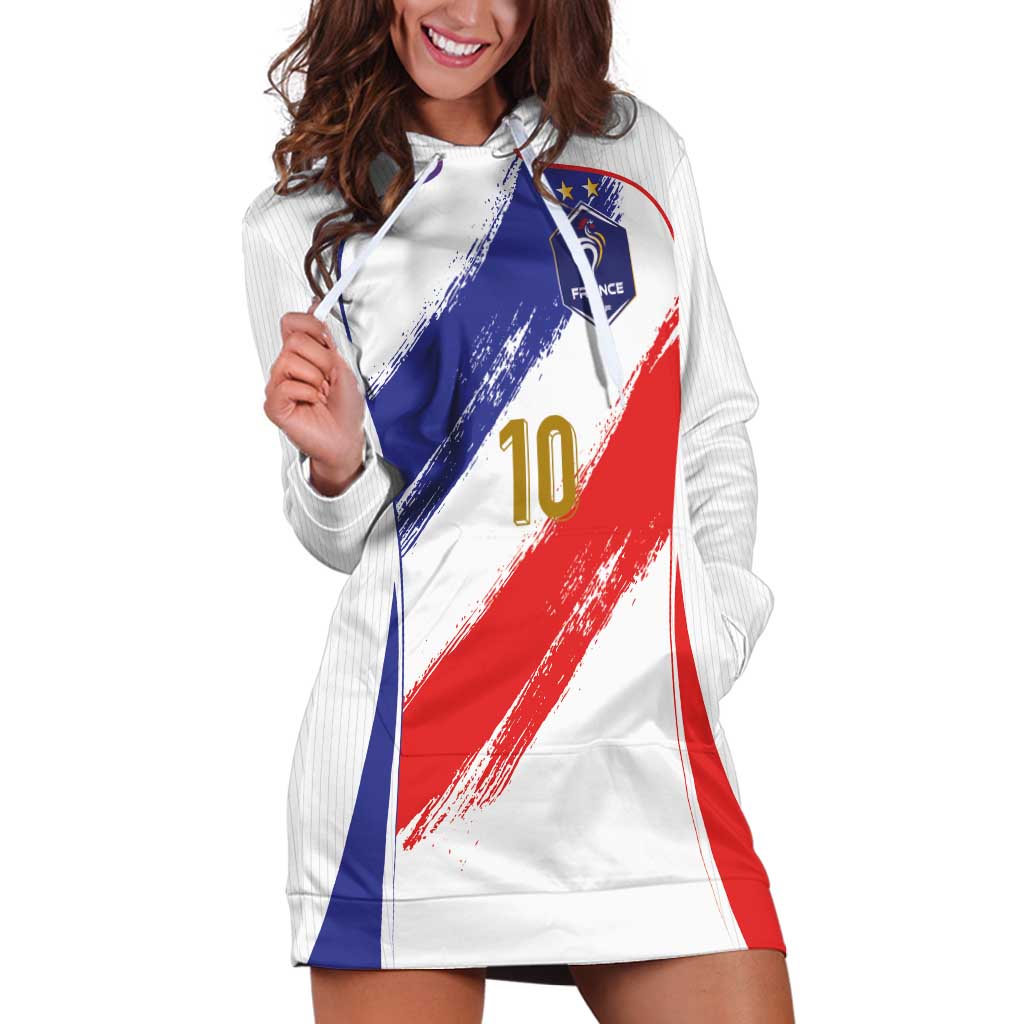 Custom France Foorball Hoodie Dress Les Bleus Tricolor Brush Style - Wonder Print Shop
