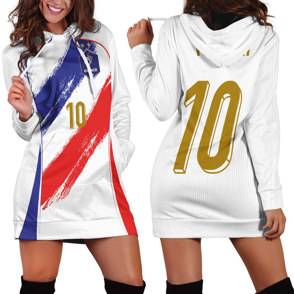 Custom France Foorball Hoodie Dress Les Bleus Tricolor Brush Style - Wonder Print Shop