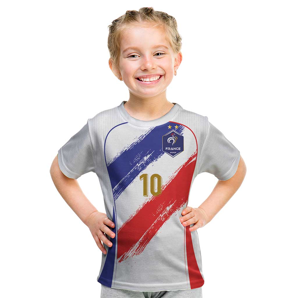 Custom France Foorball Kid T Shirt Les Bleus Tricolor Brush Style - Wonder Print Shop