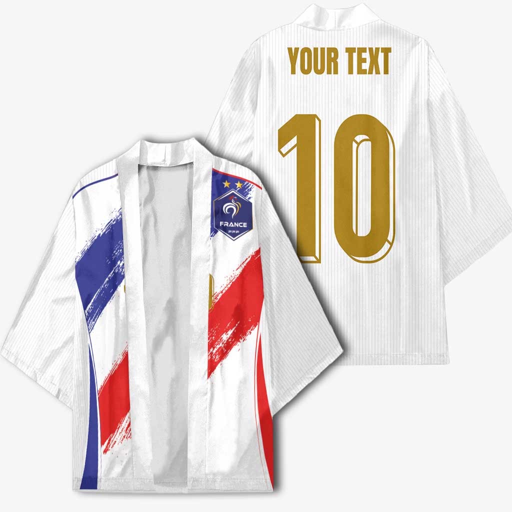 Custom France Foorball Kimono Les Bleus Tricolor Brush Style - Wonder Print Shop