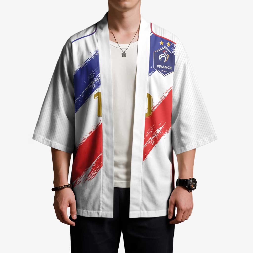 Custom France Foorball Kimono Les Bleus Tricolor Brush Style - Wonder Print Shop