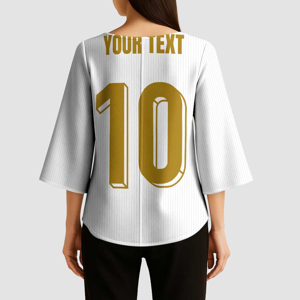 Custom France Foorball Kimono Sleeve Blouse Les Bleus Tricolor Brush Style - Wonder Print Shop