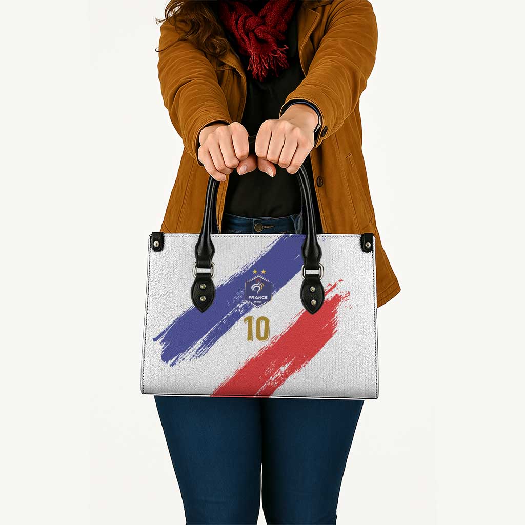 Custom France Foorball Leather Bag Les Bleus Tricolor Brush Style - Wonder Print Shop