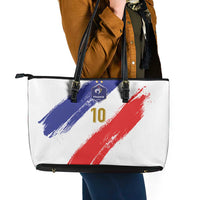 Custom France Foorball Leather Tote Bag Les Bleus Tricolor Brush Style - Wonder Print Shop