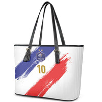 Custom France Foorball Leather Tote Bag Les Bleus Tricolor Brush Style - Wonder Print Shop