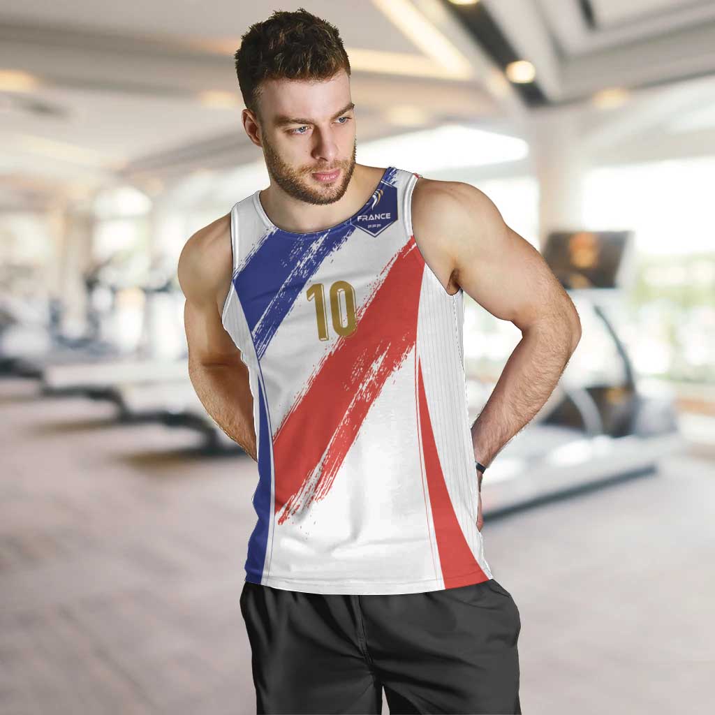 Custom France Foorball Men Tank Top Les Bleus Tricolor Brush Style - Wonder Print Shop