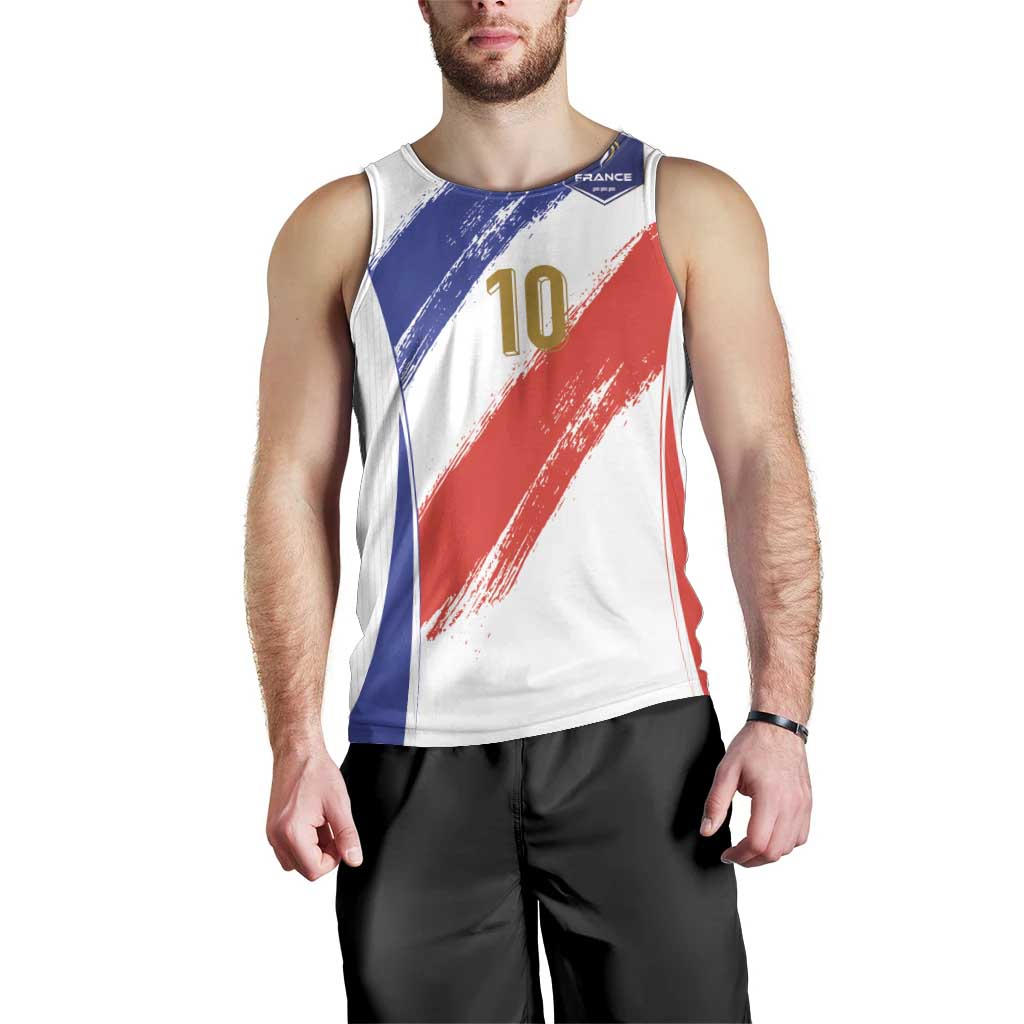 Custom France Foorball Men Tank Top Les Bleus Tricolor Brush Style - Wonder Print Shop