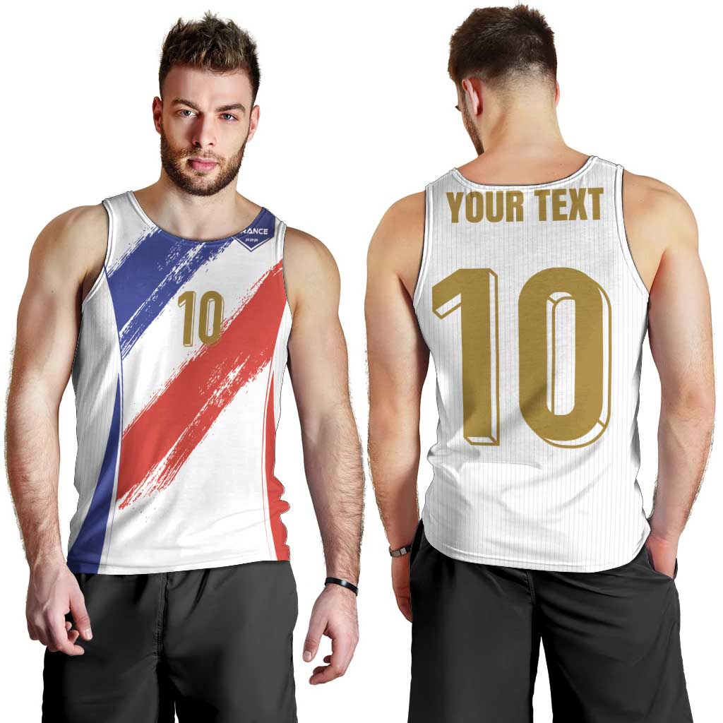 Custom France Foorball Men Tank Top Les Bleus Tricolor Brush Style - Wonder Print Shop