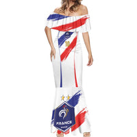 Custom France Foorball Mermaid Dress Les Bleus Tricolor Brush Style - Wonder Print Shop