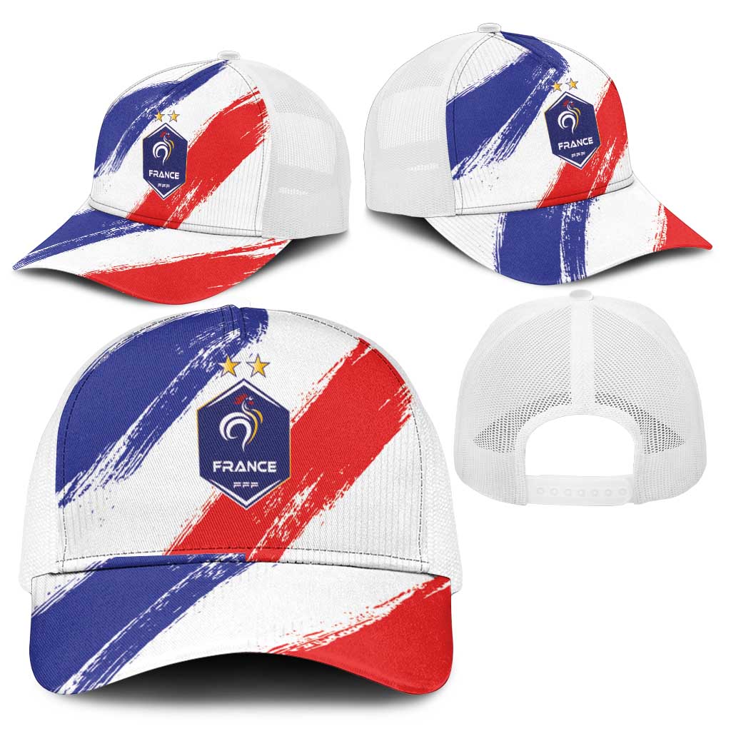 France Foorball Mesh Trucker Cap Les Bleus Tricolor Brush Style - Wonder Print Shop