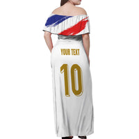 Custom France Foorball Off Shoulder Maxi Dress Les Bleus Tricolor Brush Style - Wonder Print Shop