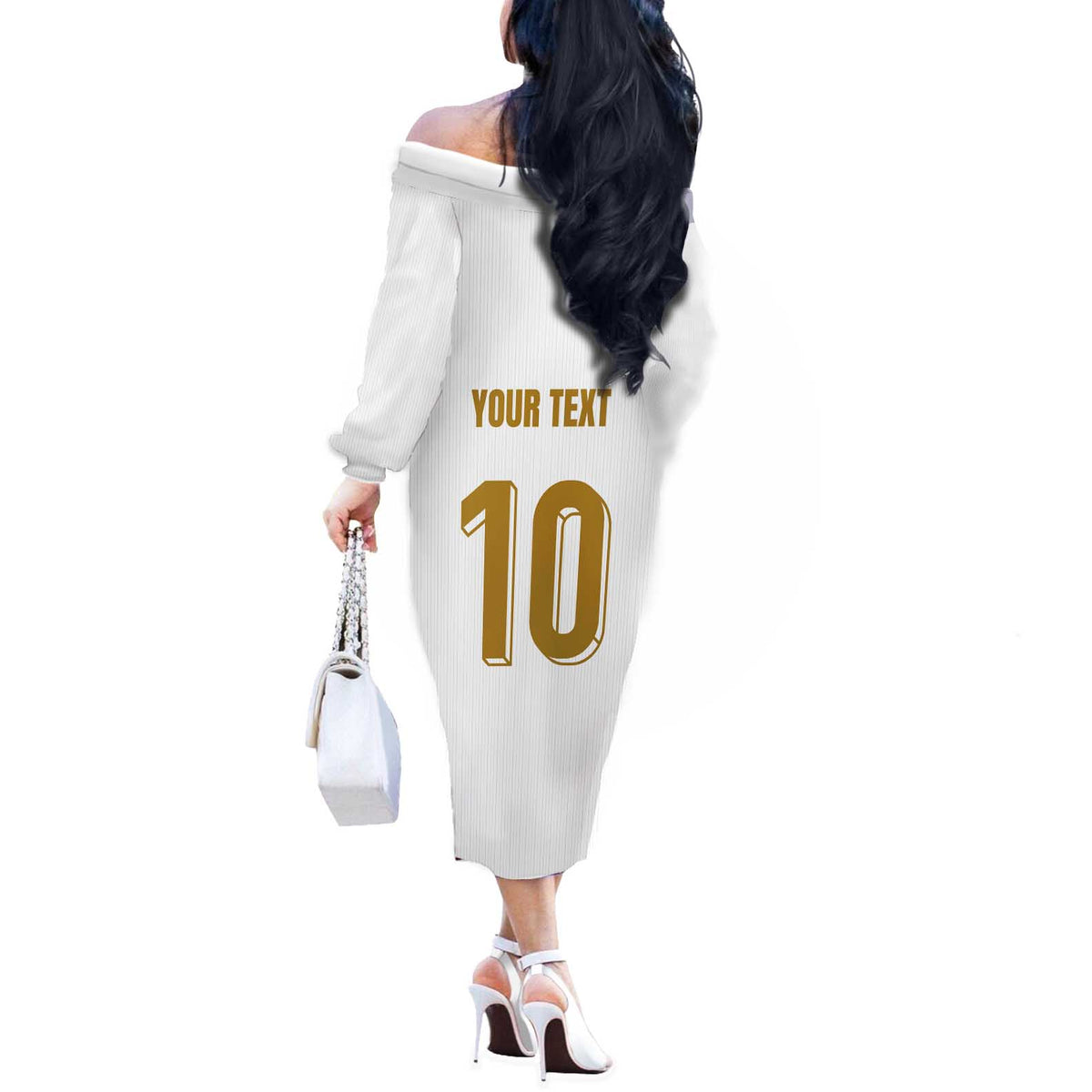 Custom France Foorball Off The Shoulder Long Sleeve Dress Les Bleus Tricolor Brush Style - Wonder Print Shop