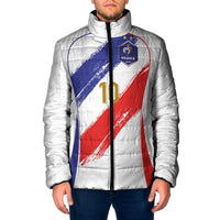 Custom France Foorball Padded Jacket Les Bleus Tricolor Brush Style - Wonder Print Shop