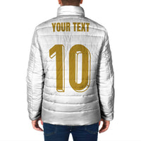 Custom France Foorball Padded Jacket Les Bleus Tricolor Brush Style - Wonder Print Shop