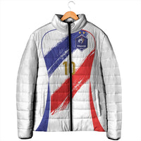 Custom France Foorball Padded Jacket Les Bleus Tricolor Brush Style - Wonder Print Shop