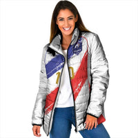 Custom France Foorball Padded Jacket Les Bleus Tricolor Brush Style - Wonder Print Shop