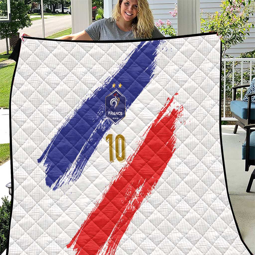 Custom France Foorball Quilt Les Bleus Tricolor Brush Style - Wonder Print Shop