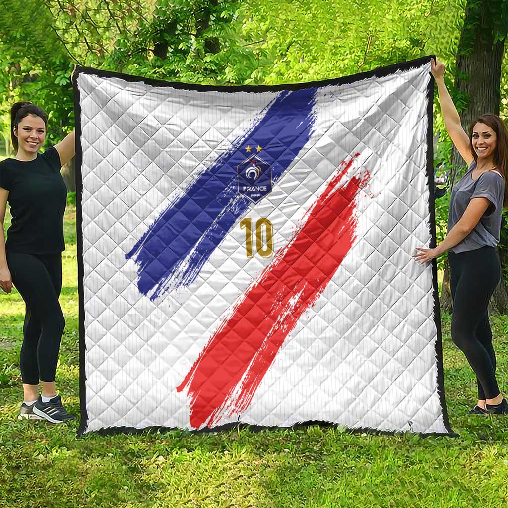 Custom France Foorball Quilt Les Bleus Tricolor Brush Style - Wonder Print Shop