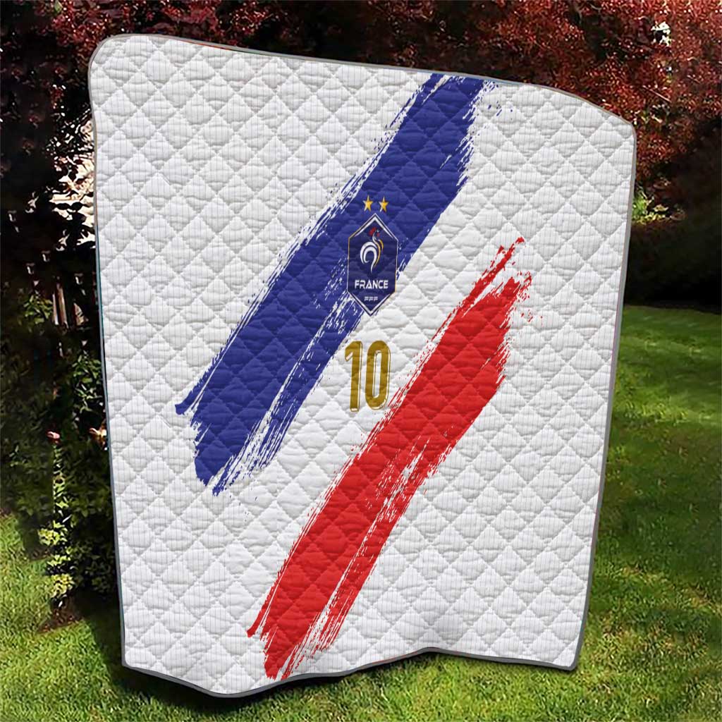 Custom France Foorball Quilt Les Bleus Tricolor Brush Style - Wonder Print Shop