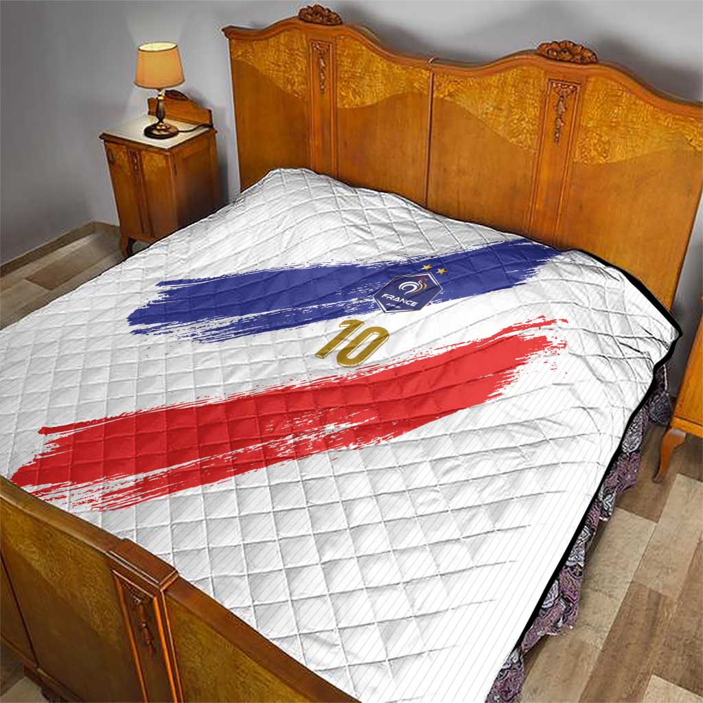 Custom France Foorball Quilt Les Bleus Tricolor Brush Style - Wonder Print Shop