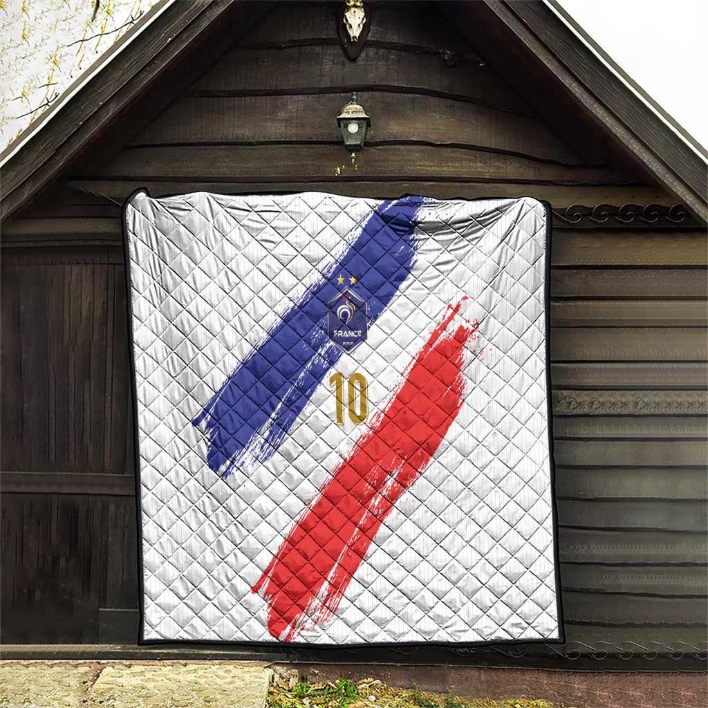 Custom France Foorball Quilt Les Bleus Tricolor Brush Style - Wonder Print Shop
