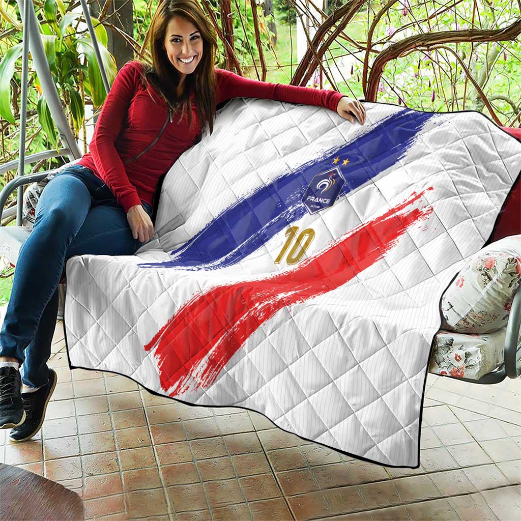 Custom France Foorball Quilt Les Bleus Tricolor Brush Style - Wonder Print Shop