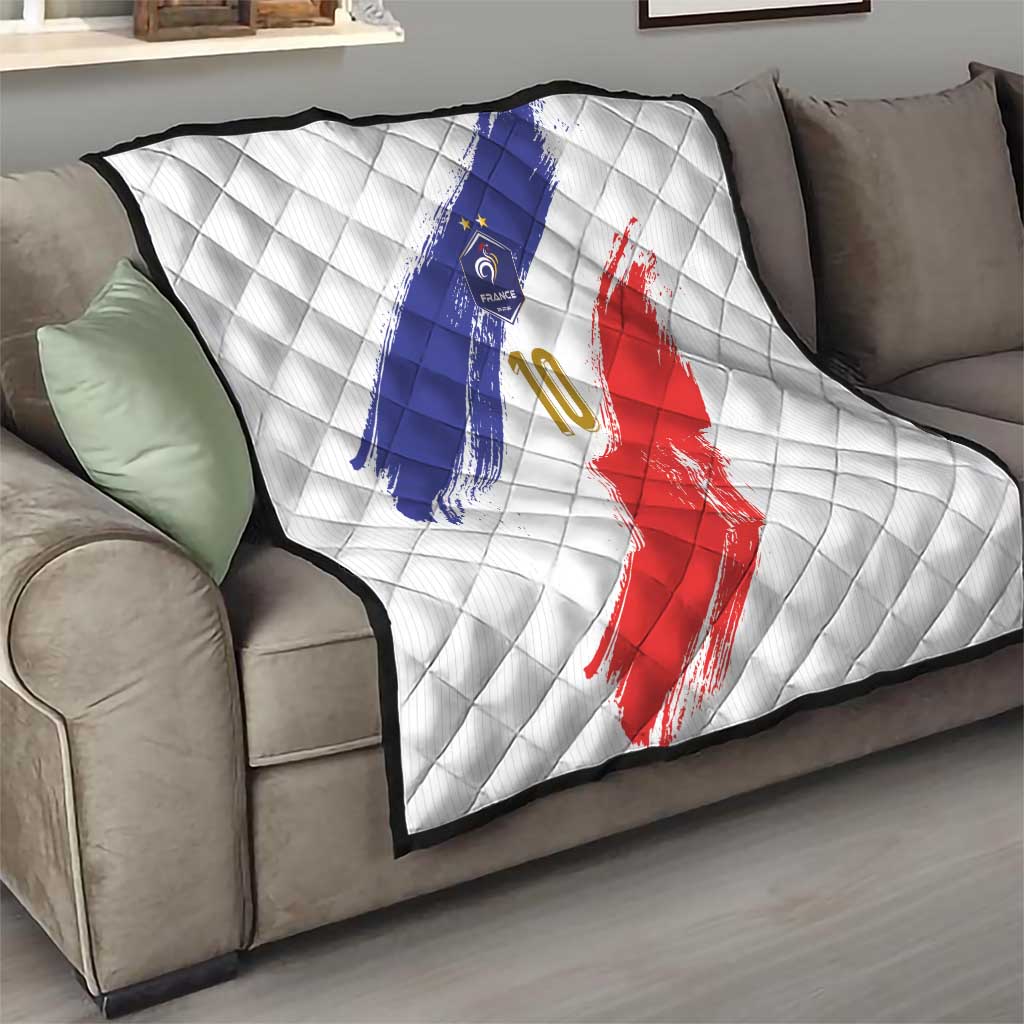 Custom France Foorball Quilt Les Bleus Tricolor Brush Style - Wonder Print Shop