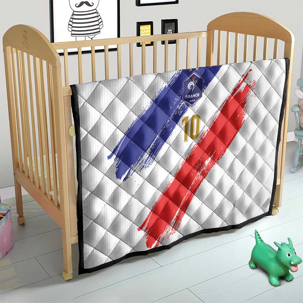 Custom France Foorball Quilt Les Bleus Tricolor Brush Style - Wonder Print Shop