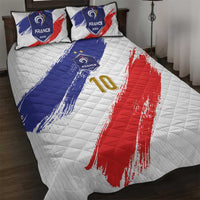 Custom France Foorball Quilt Bed Set Les Bleus Tricolor Brush Style - Wonder Print Shop