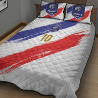 Custom France Foorball Quilt Bed Set Les Bleus Tricolor Brush Style - Wonder Print Shop