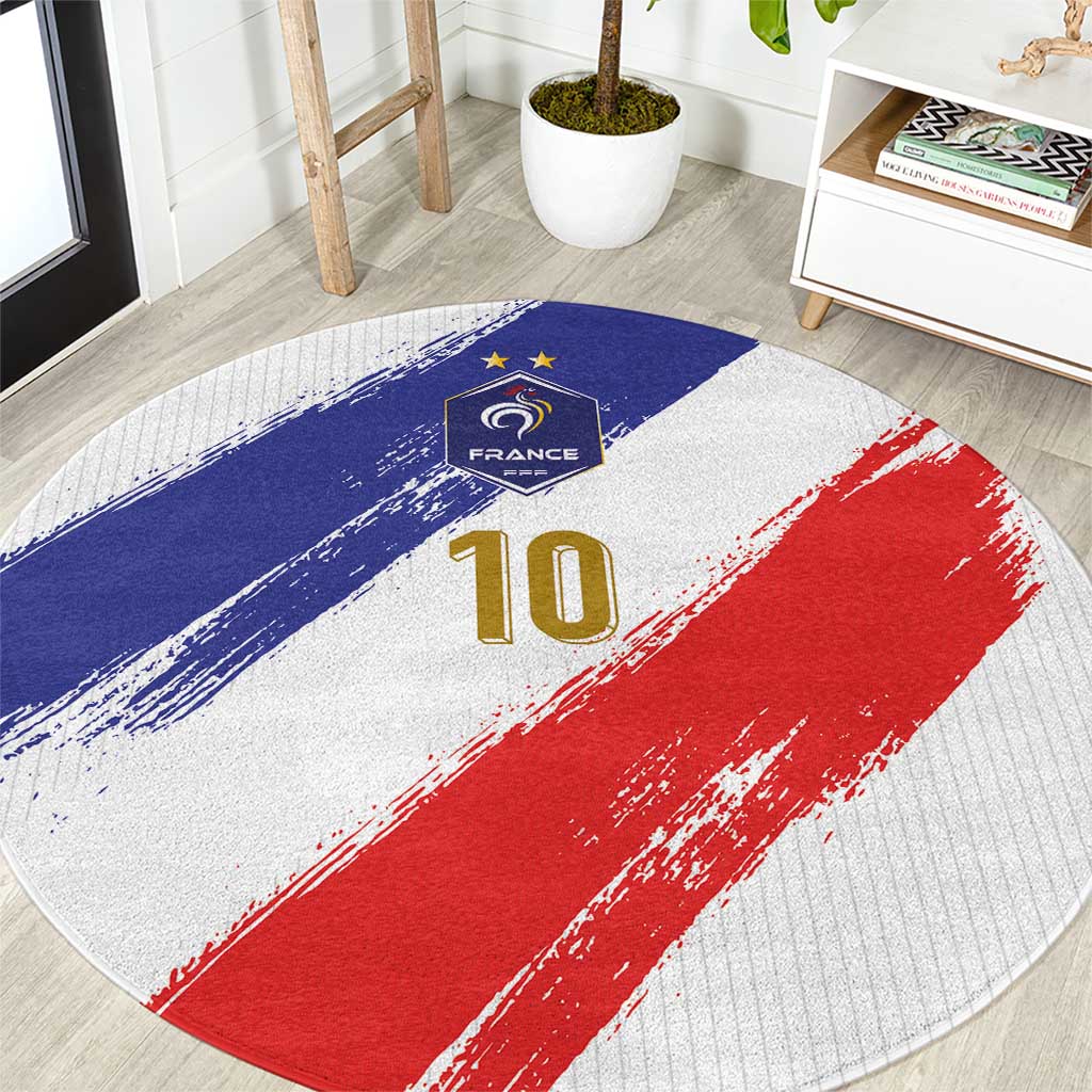 Custom France Foorball Round Carpet Les Bleus Tricolor Brush Style - Wonder Print Shop