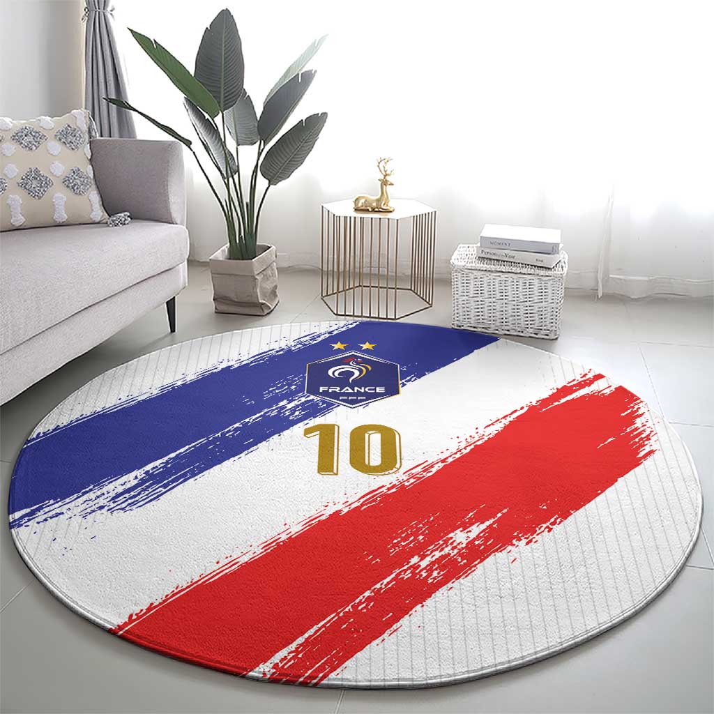 Custom France Foorball Round Carpet Les Bleus Tricolor Brush Style - Wonder Print Shop