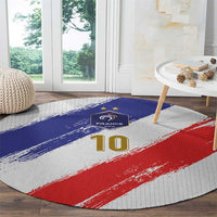Custom France Foorball Round Carpet Les Bleus Tricolor Brush Style - Wonder Print Shop