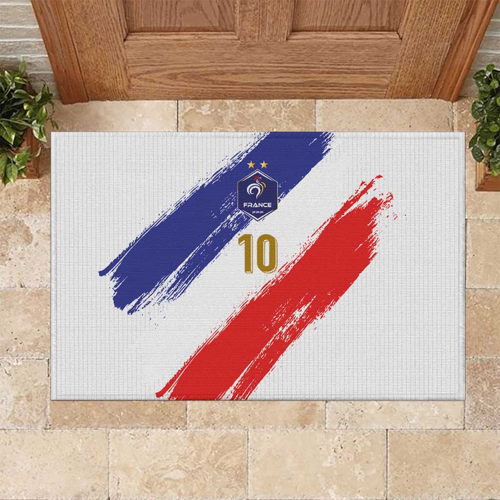 Custom France Foorball Rubber Doormat Les Bleus Tricolor Brush Style - Wonder Print Shop