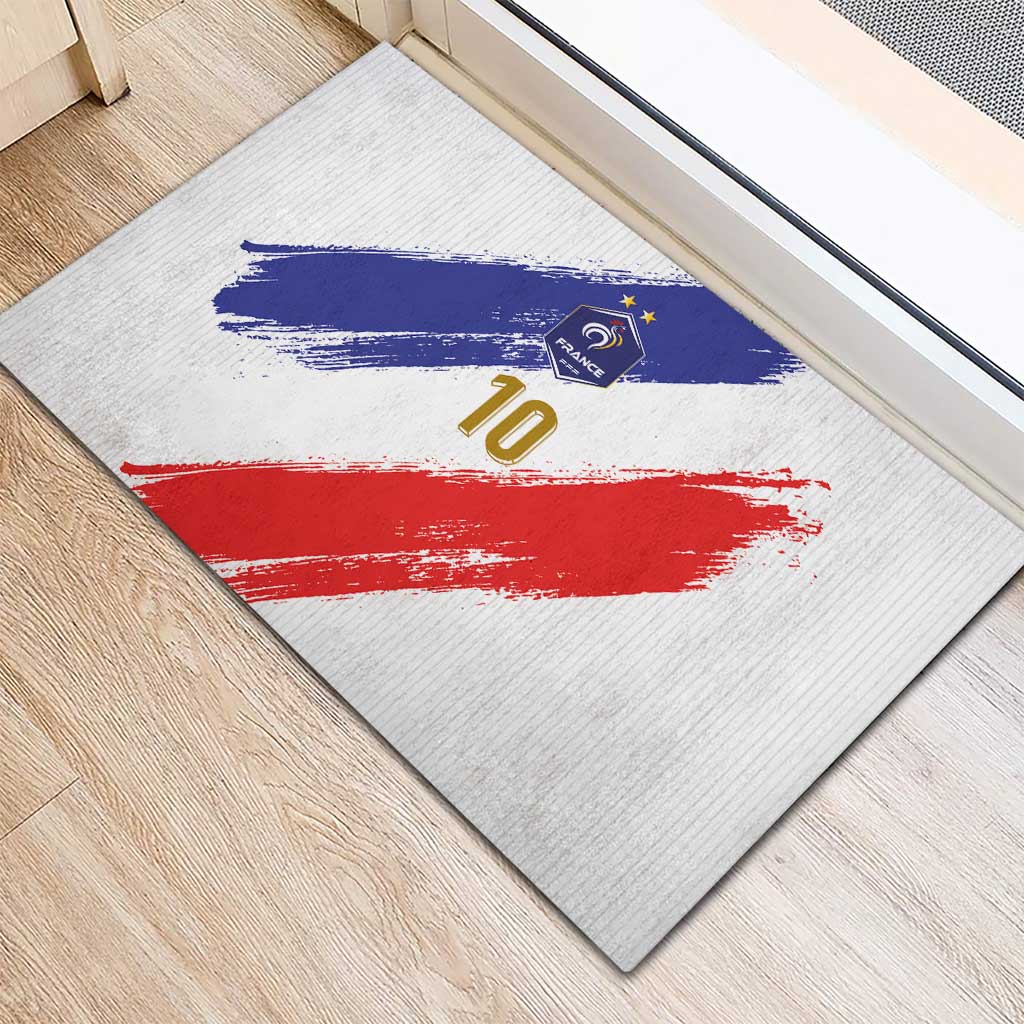 Custom France Foorball Rubber Doormat Les Bleus Tricolor Brush Style - Wonder Print Shop