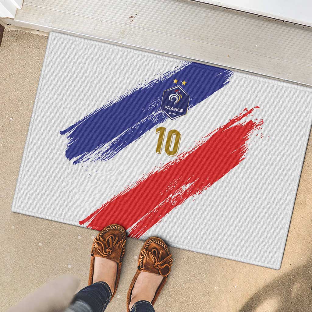Custom France Foorball Rubber Doormat Les Bleus Tricolor Brush Style - Wonder Print Shop